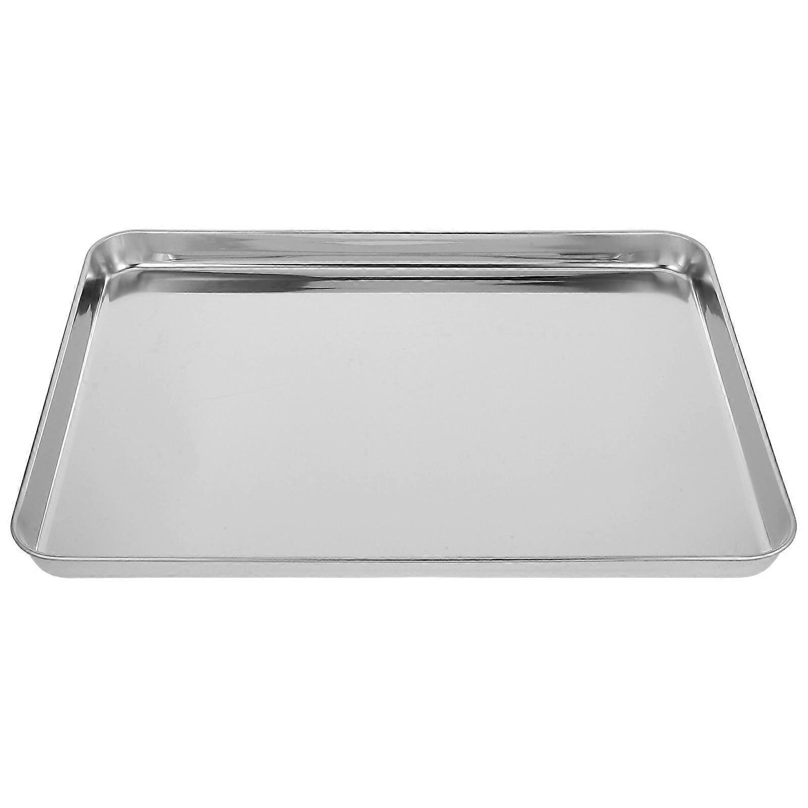 Rectangular Plate Stainless Steel Kitchen Storage Tray for Storage 2Pcs