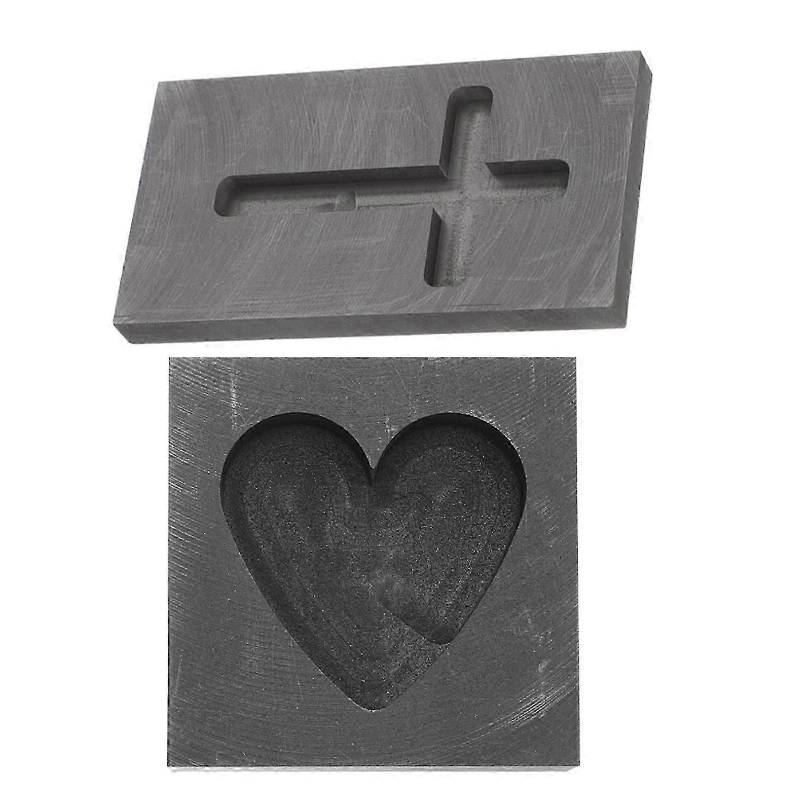 Heart Shape Graphite Mold compatible with Casting Copper 8Pcs Cross Shape Molds