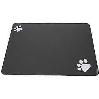 Dog Water Bowl Mat 4Pcs Modern Rectangle Feeding Mat For Pet Owners Indoor Use Black Color With Water Absorption Feature