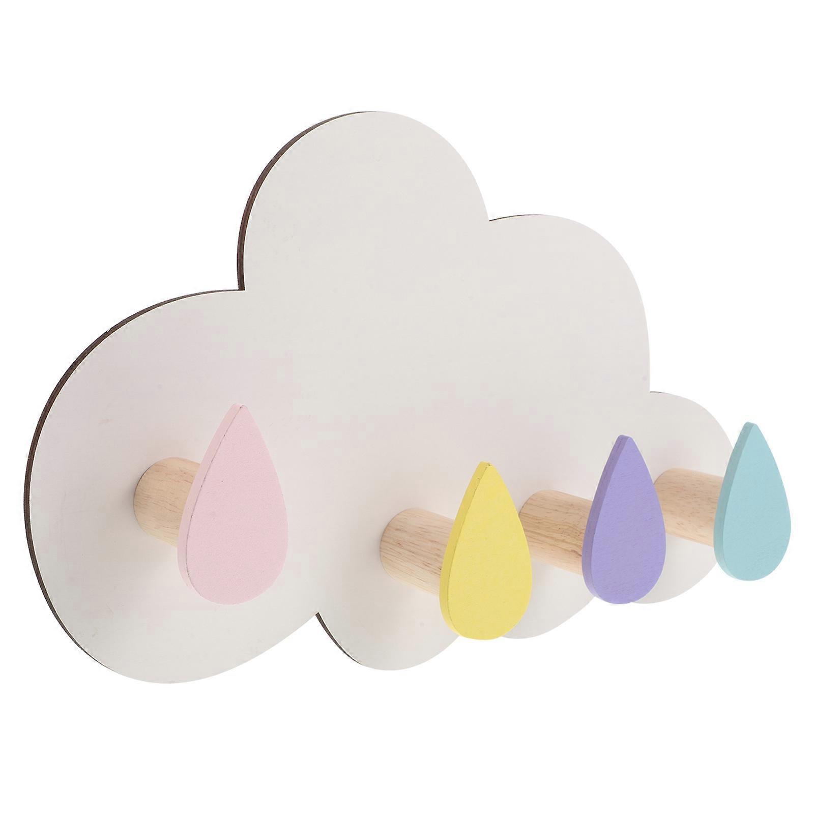 White Solid Wood Cloud Coat Rack for Hanging Clothes