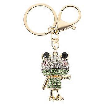 Cartoon Frog Pendant Key Chain Everyday Use Green Metal Ornament 1Pack
