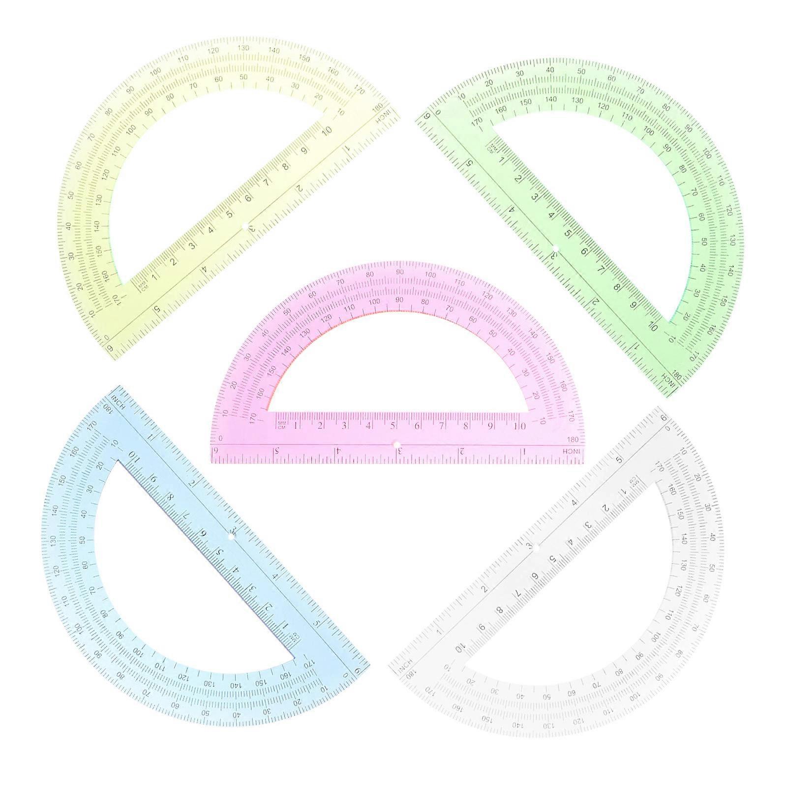 5pcs Protractor Math Protractor Angle Measurement Tool Students 180 Degree Measure Protractor