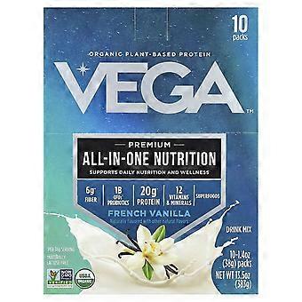 Vega, biologische plantaardige proteïne, premium alles-in-één voeding, Franse vanille, 10 verpakkingen, 1,4 oz (3