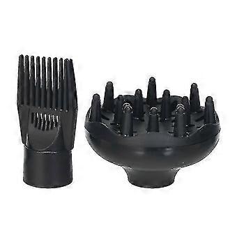 Hair Dryer Nozzle Attachments Set of 2, Universal Diffuser and Comb Nozzle, Heat-Resistant PC, Anti-Frizz and Volume for Home Salon Use