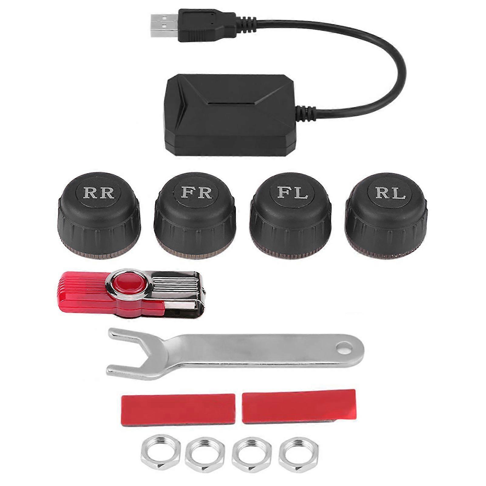 USB-däcktrycksövervakningssystem TPMS Externa sensorer för Android-bilnavigationsdisplay