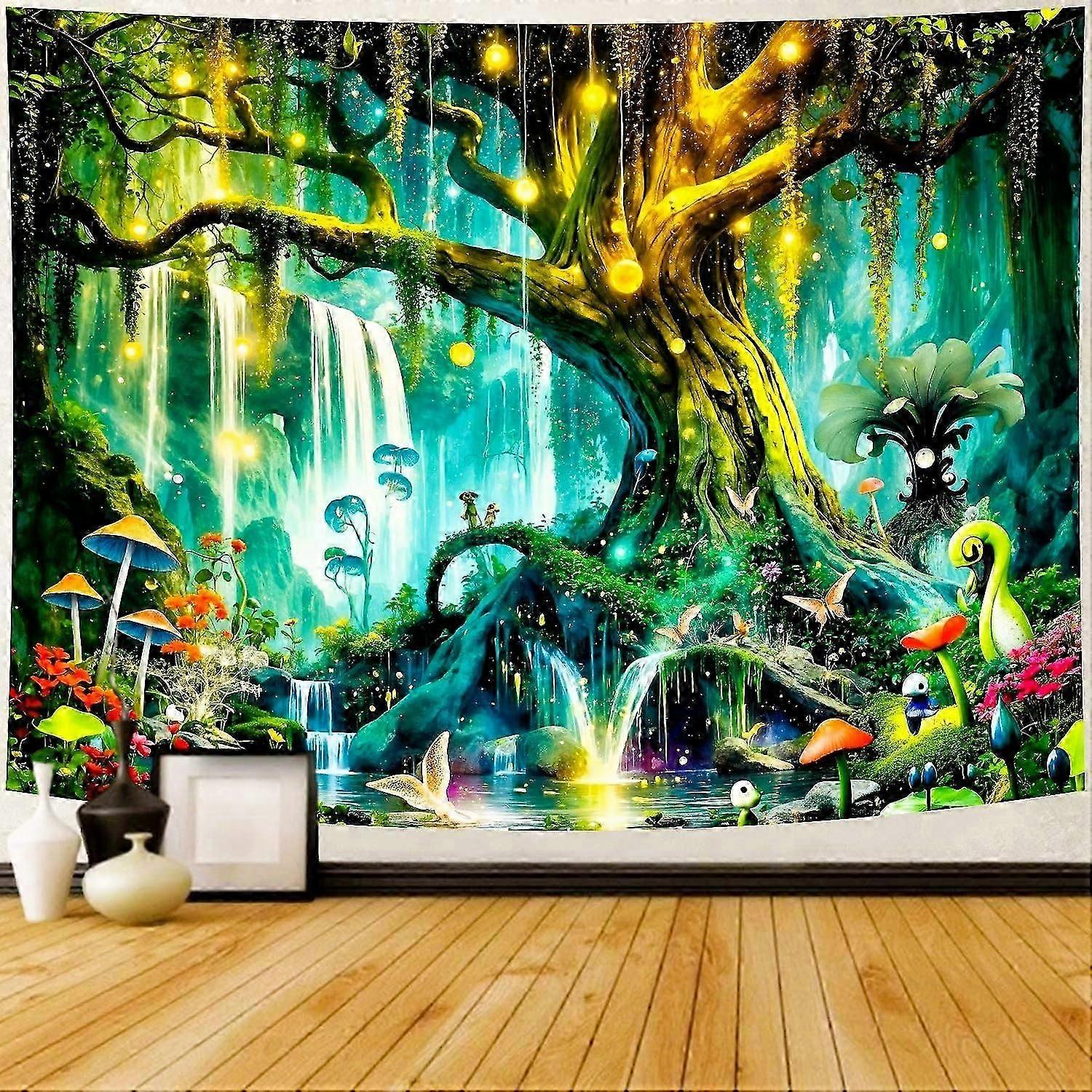 Tapeçaria Floresta Mágica, 51,259,1 polegadas para quarto ou sala de estar