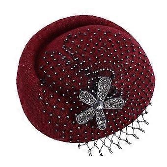 Elegante britische Retro-Blumen-Baskenmütze für Damen, leichtes Polyester, ideal für Alltag und Freizeit.