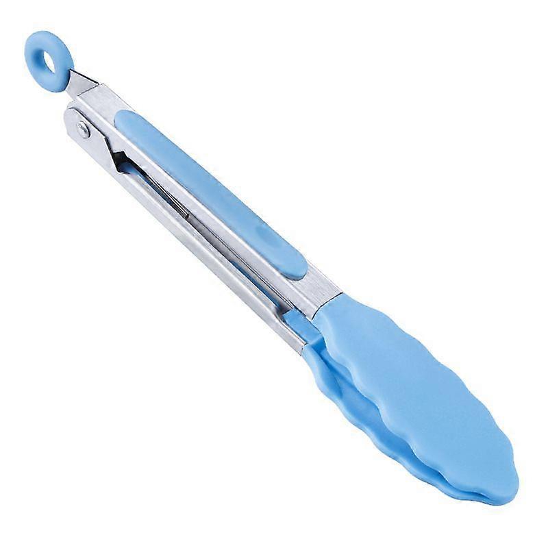 7" 7 inch Blue Mini Silicone Serving Tongs Set