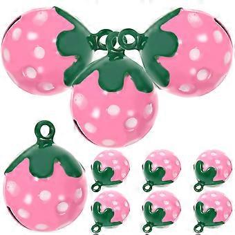 Hundehalsband-Glöckchen mit Erdbeermuster, 30er-Set, rosa