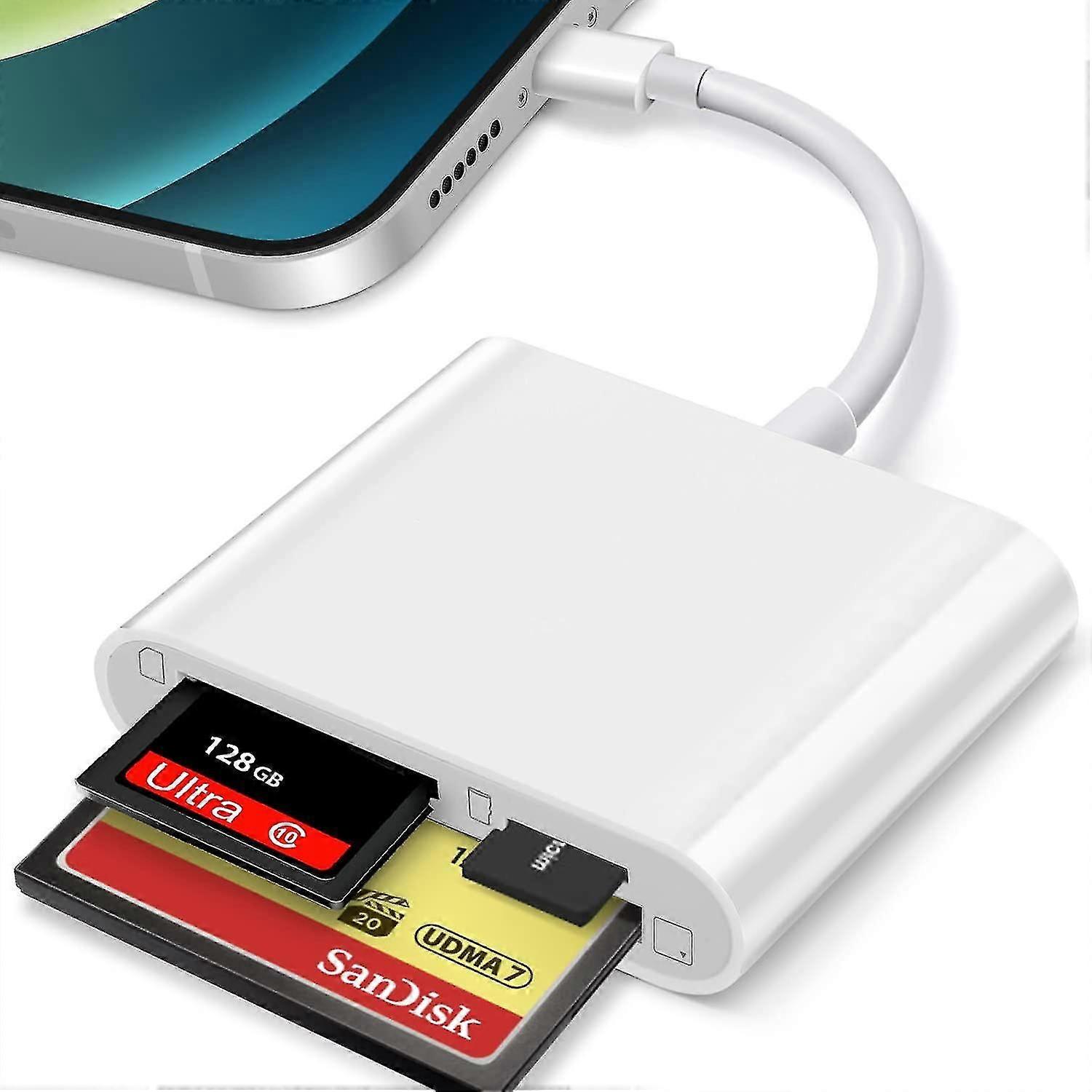 Compatible for Apple Lightning Card Reader Adapter, CF SD TF Supported, High-Speed Data Transfer