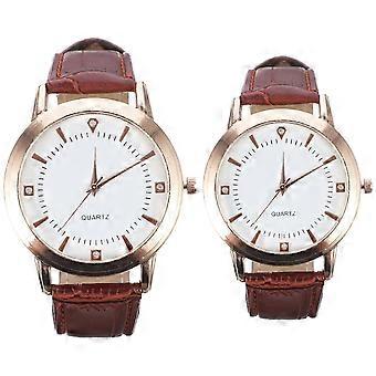 2pcs stilvolle Paaruhr Lederband Armband Armbanduhr lässige Armbanduhr für Studenten Liebhaber (Kaffee)
