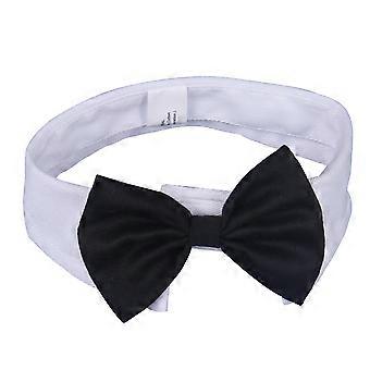 Pajarita blanca de algodón para perro, collar ajustable para mascota, 1 pieza
