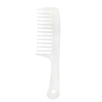 Peine desenredante de dientes anchos para cabello rizado, grueso o mojado, mango cómodo, blanco.