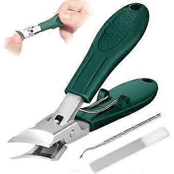 Premium 3-Piece Eagle Beak Nail Clipper Set，Long Handle Angled Head Toenail Clippers for Ingrown & Thick Toenails，Wide Jaw Opening Anti-Splash -jdy