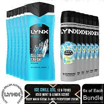 Lynx Ice Chill Antiperspirant Deodorant Spray 150ml 6pk & Shower Gel 6pk Bundle