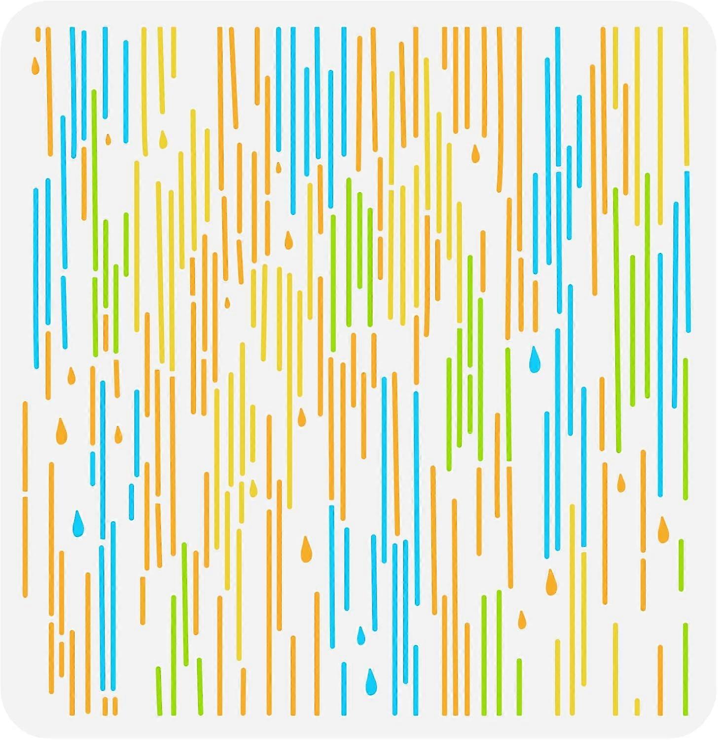 Rain Wall Stencil 11.8x11.8 inch Rain Pattern Stencils Template Plastic Vertical Line Rain Drops Pattern Stencil Large Reusable