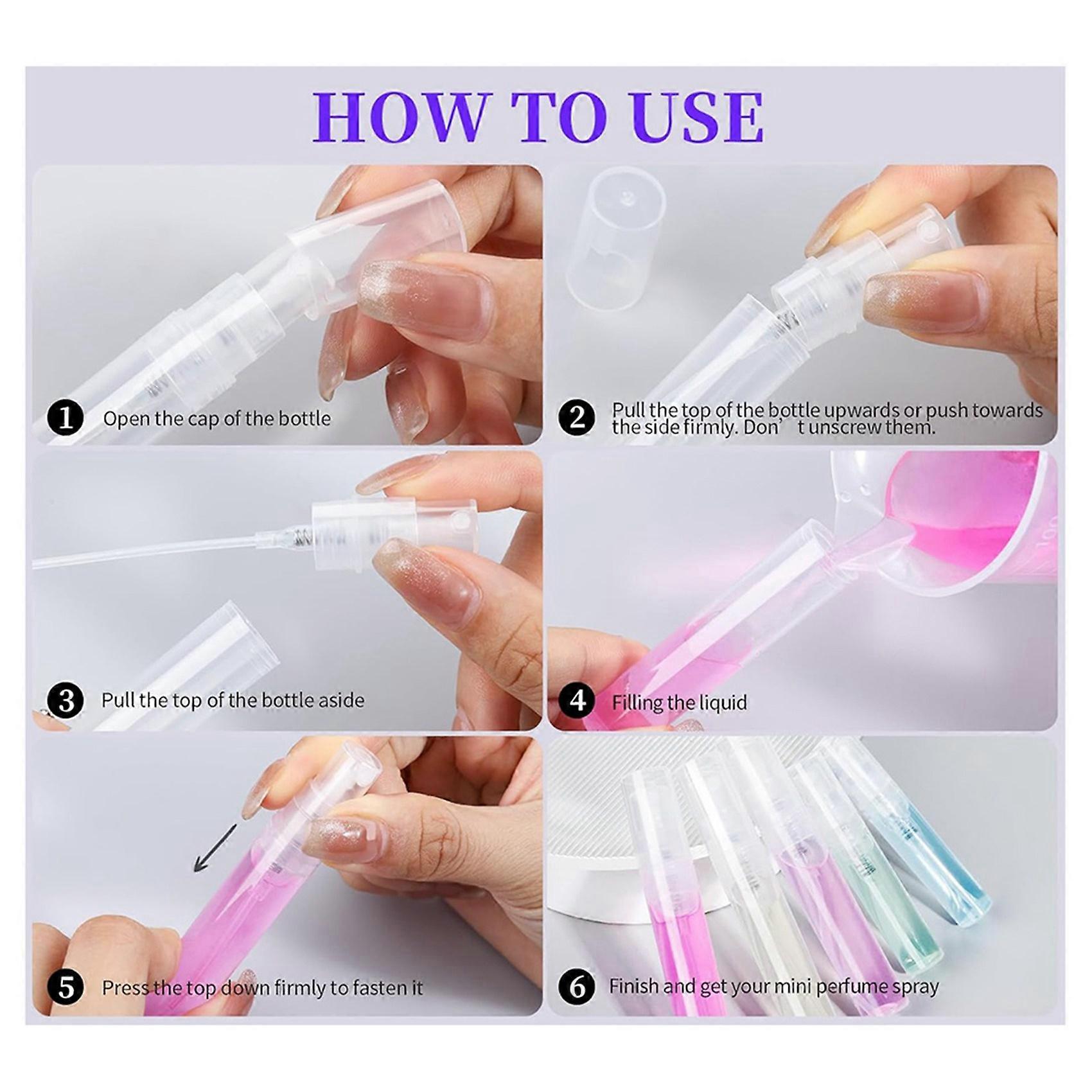 180PCS Mini Sprays Bottle, 3ml 5ml Mini Clear Plastic Sprays Bottle Empty Small Empty Sample Containers Bottle