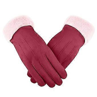 Womens Gloves Touchable Screen Lady Winter Suede Gloves Warm Windproof Thick Gloves Full Finger Mittens For Outdoor