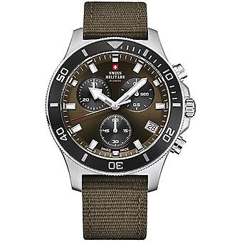 Schweiziska militära Chrono kvarts analog man klocka med nylon armband SM 34067.06