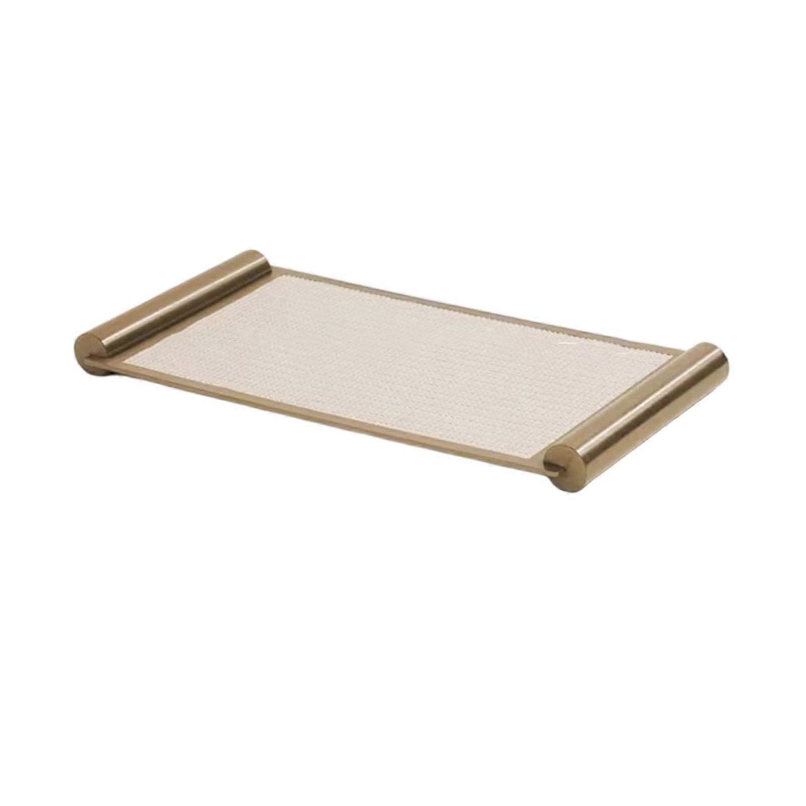 Rectangular Tray with Gold Frame | Woven-Look, Decorative, Tabletop Tray, for