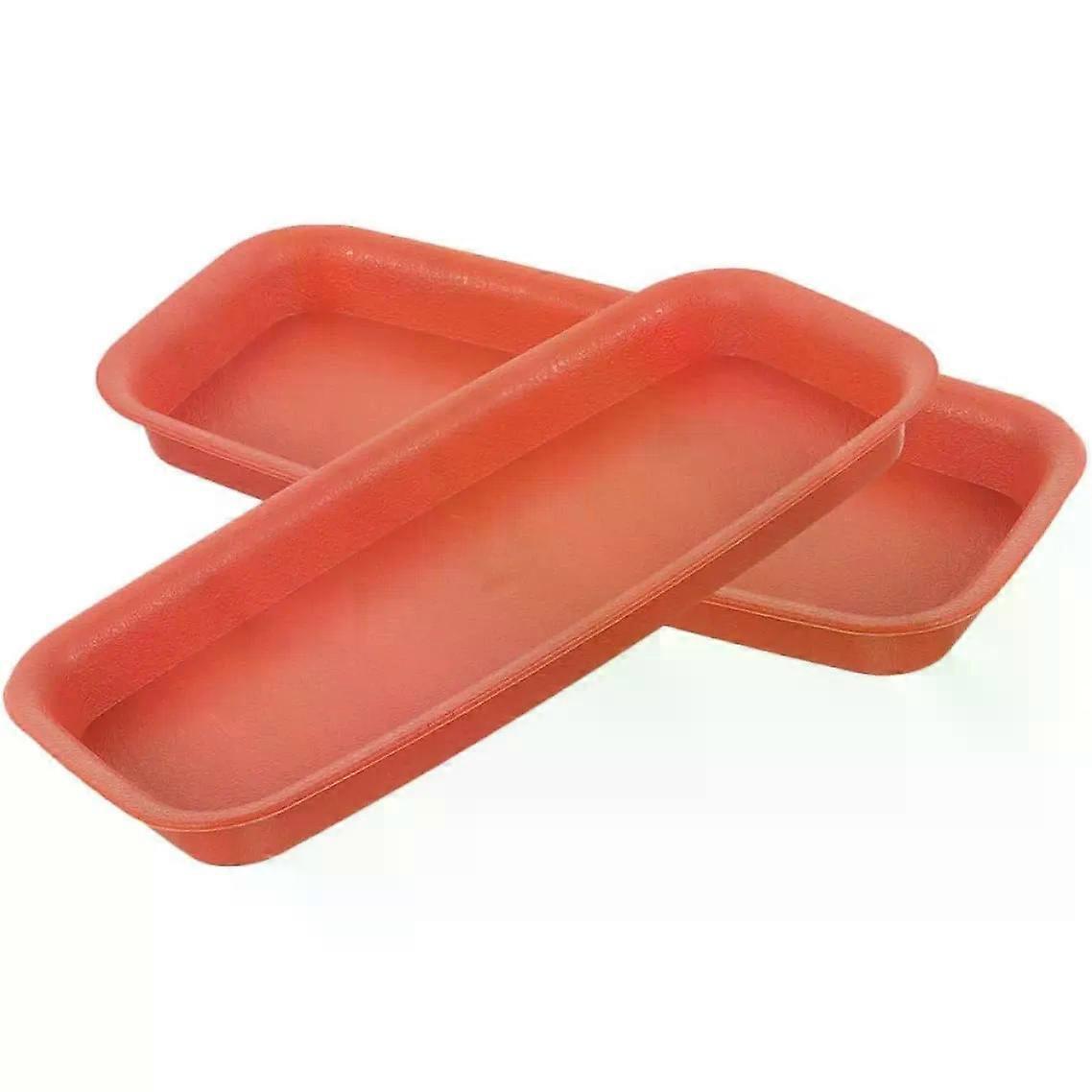 2pcs Rectangular Plant Saucers Orange Plastic Leak-proof Tray
