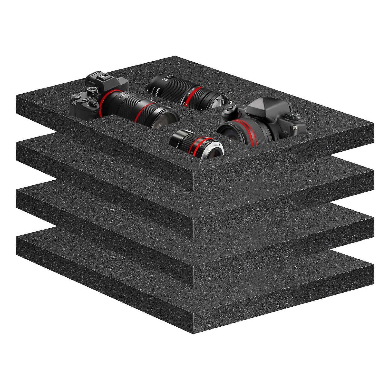 4pcs Pick and Pluck Polyurethane Foam Sheets with Bottom for Tool and Game Boxes Camera Padding