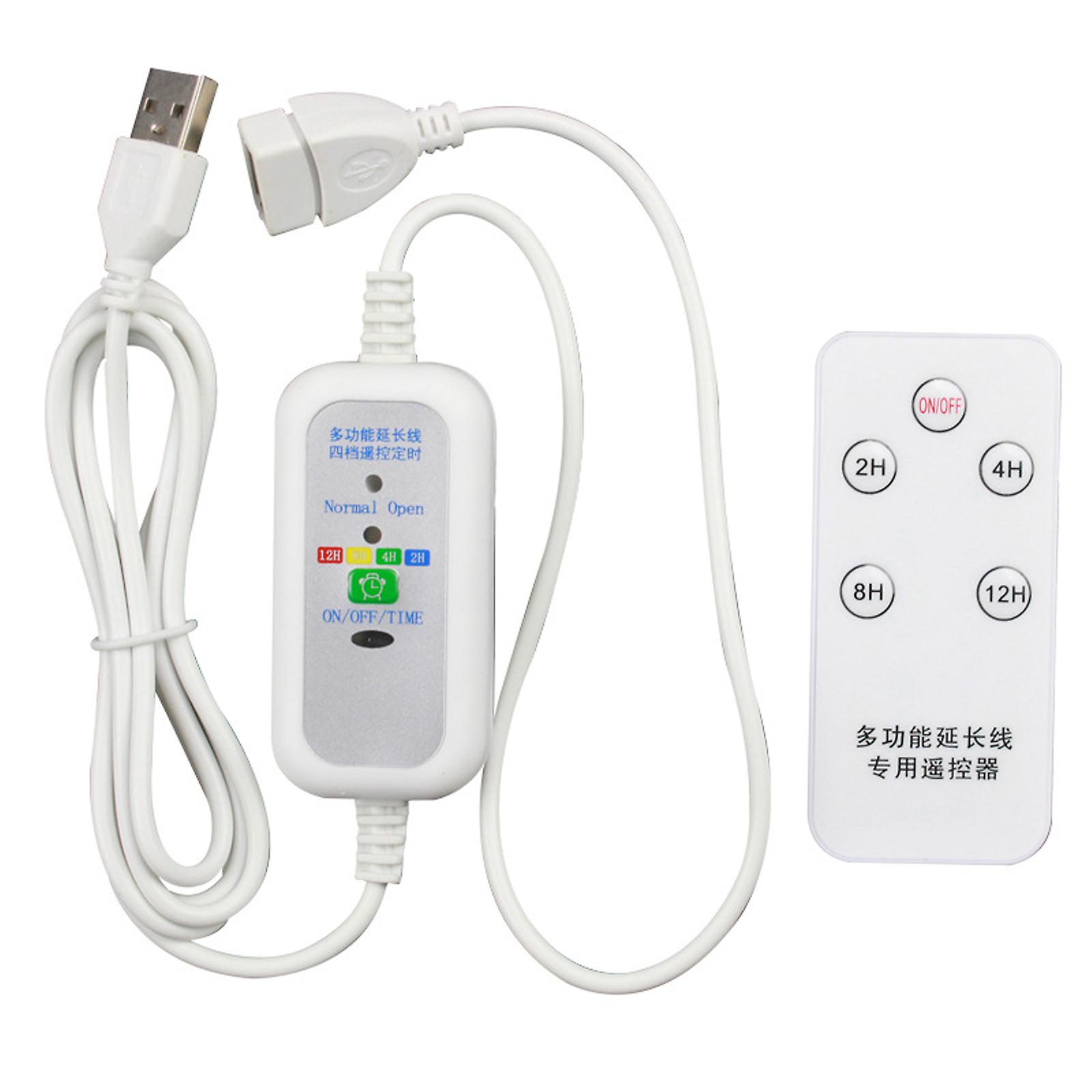 5V 1.5m Remote Switch 2-12 Hour Timing Power Cable for USB Fan LED Light Lamp
