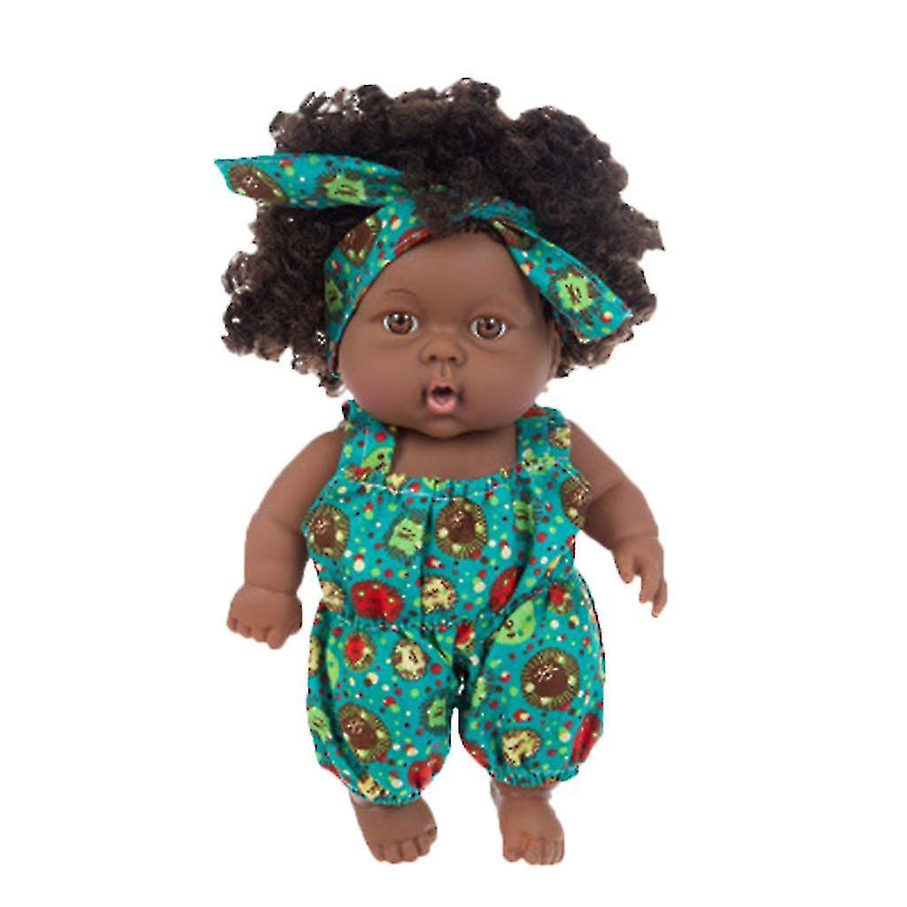 Black African Black Baby  Cute Curly Black  20cm Vinyl Baby Toy