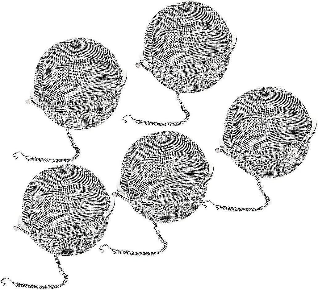 5 Stainless Steel Tea Infusers With Extended Chain Hook And Extra Fine Mesh For Infusing