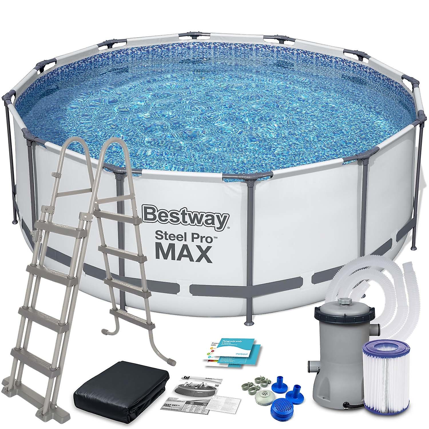 Bestway top pool - Ø396cm - filter pump & accessories - white
