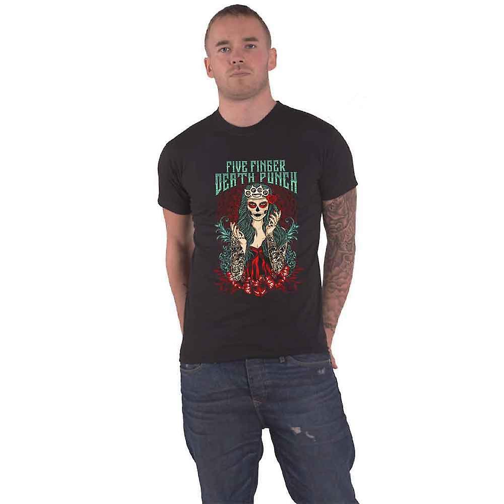 Five Finger Death Punch T Shirt Lady Muerta band logo Official Mens ...