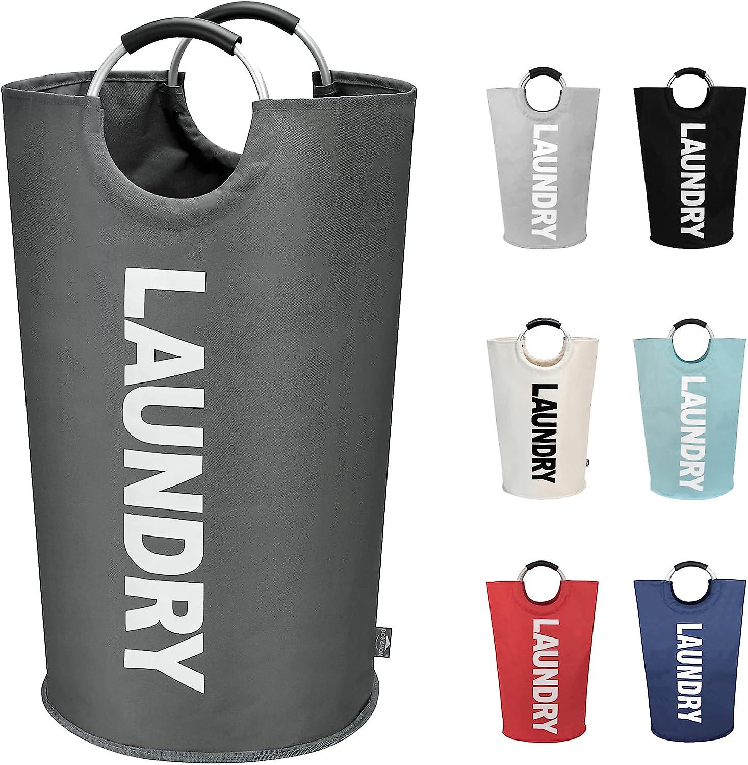 Laundry Baskets, Collapsible Laundry Bag, Large Capacity Folding Laundry Bins (Dark Blue)