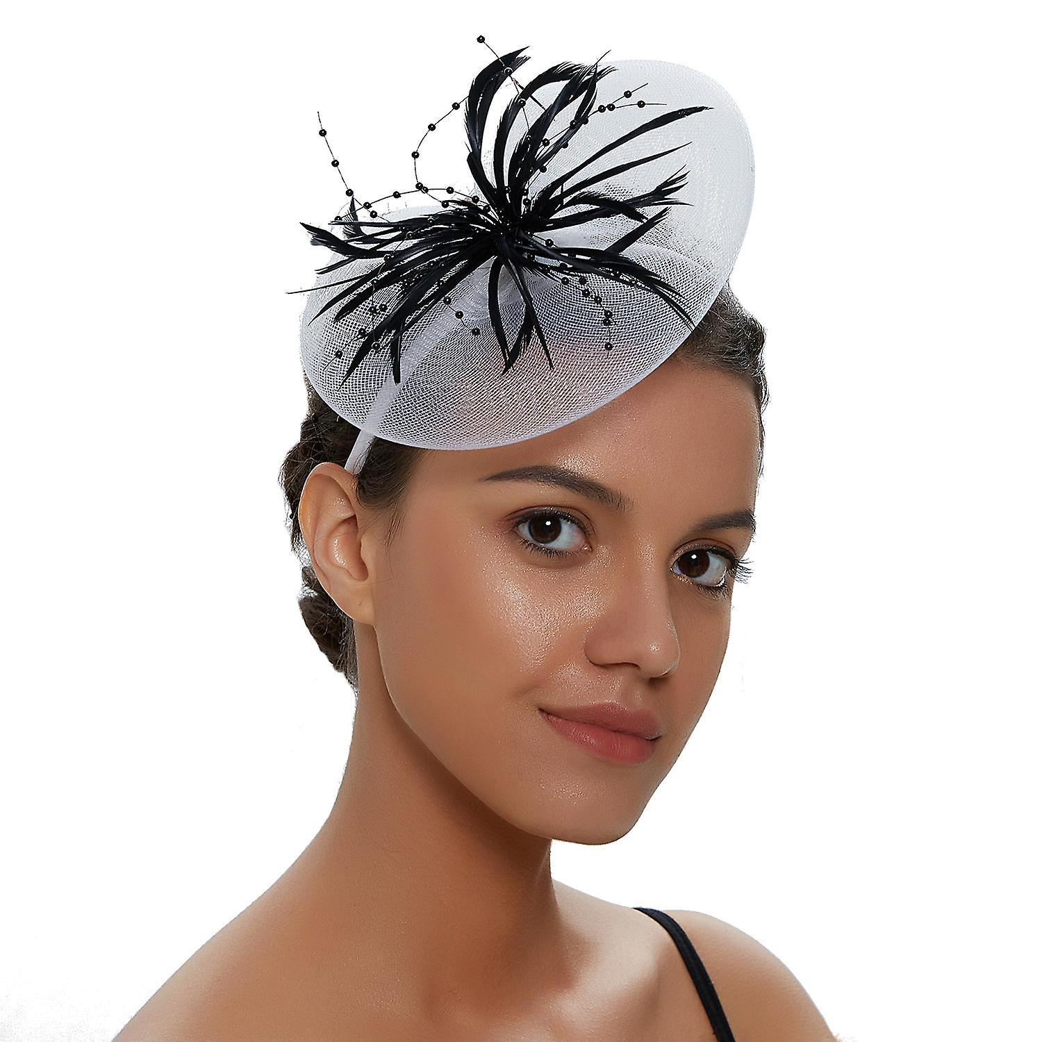 Party Prom Bridal Feather Headdress Net Yarn Hairpin Head Flower Exquisite Little Hat Women's Fascin