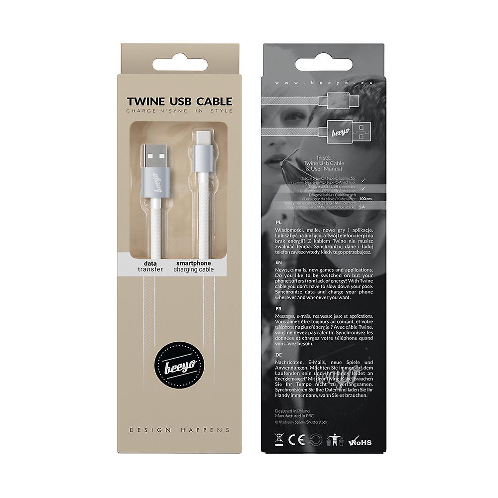 Beeyo USB-C 2Amp Twine Cable de carga - Blanco