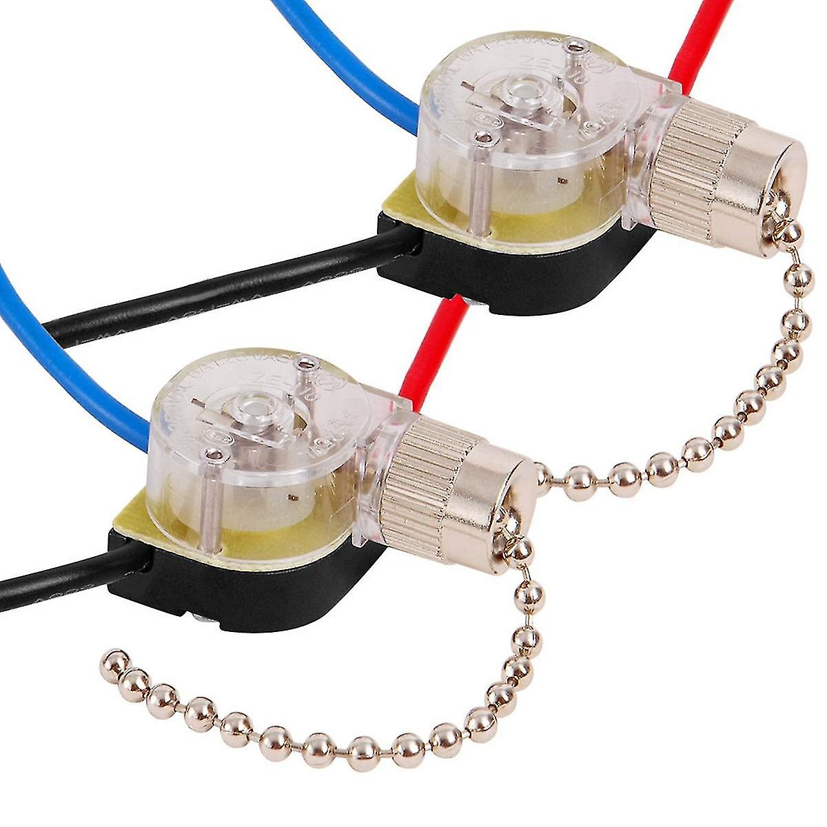 3pack Ceiling Fan Light Switch Ze-110 Fan Switch 3 Way Speed Fan Switch Ceiling Pull Chain Switch Replacement (nickel)