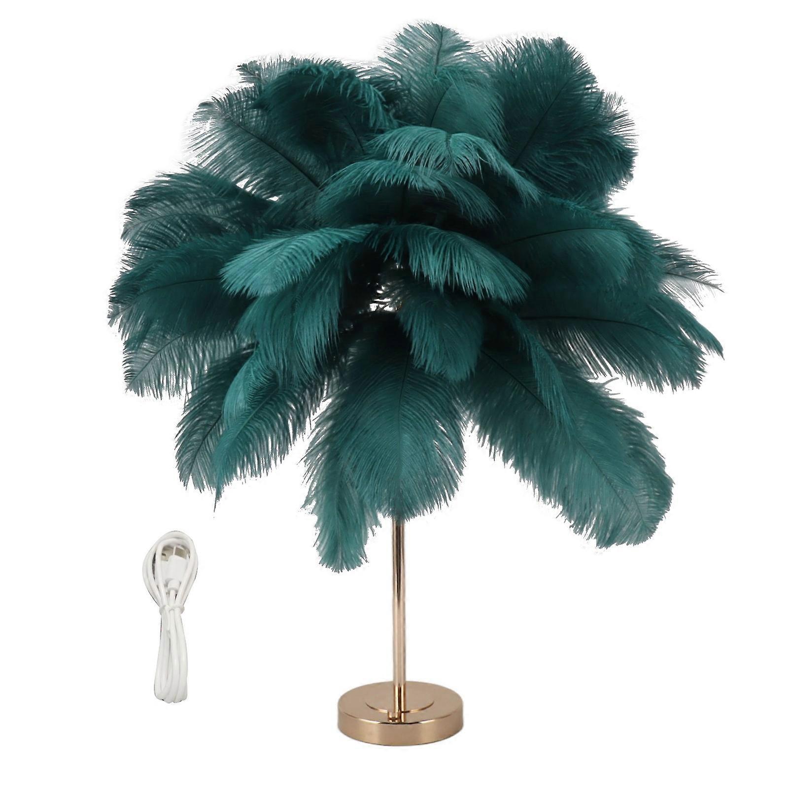USB Feather Table Lamp,Feather Table Lamp 3 Decorative Bedside Light Bedroom Nightstand Light Custom Engineered