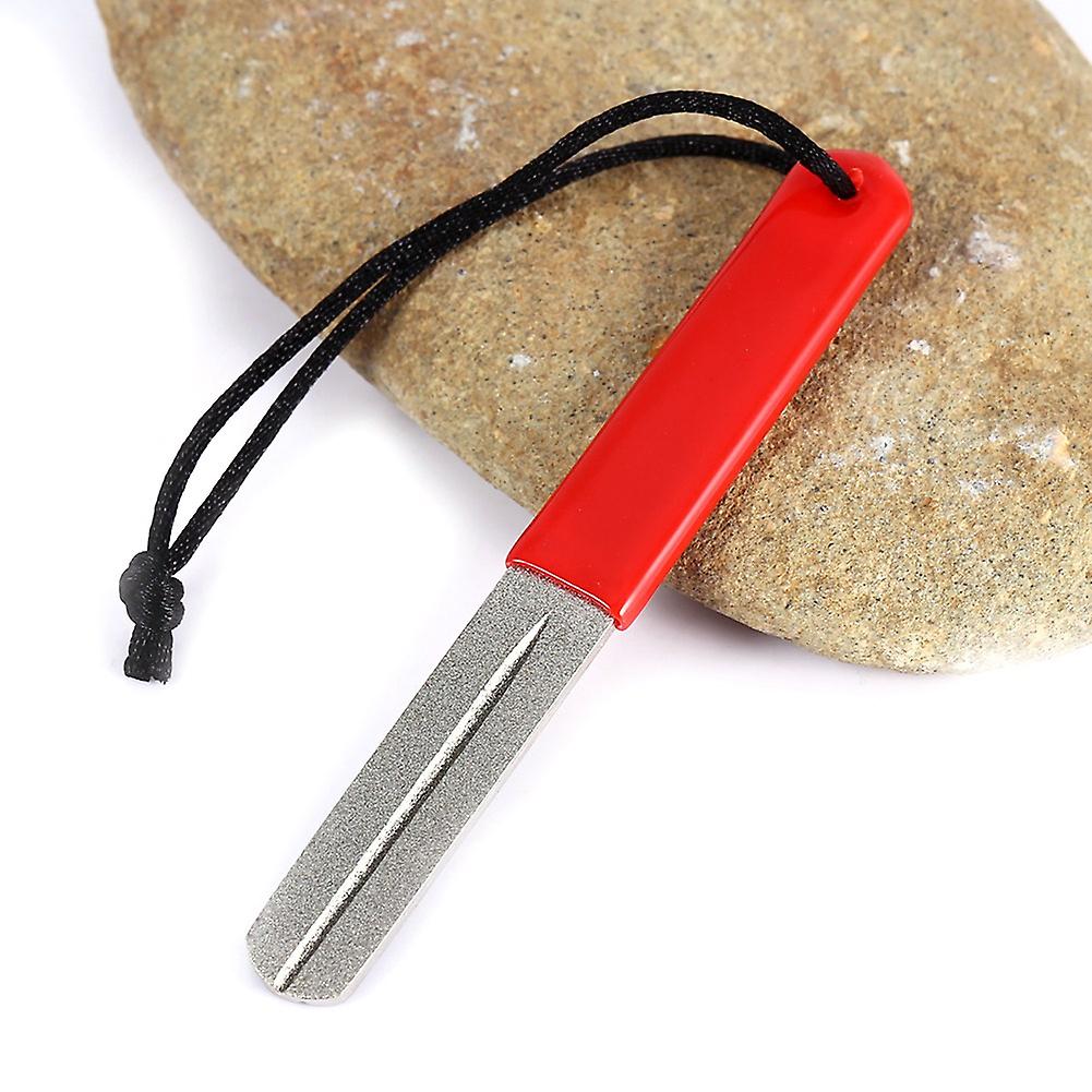 Dual Grooving Hook Sharpening Stone Fishing Hook Stone(red dual grooving)