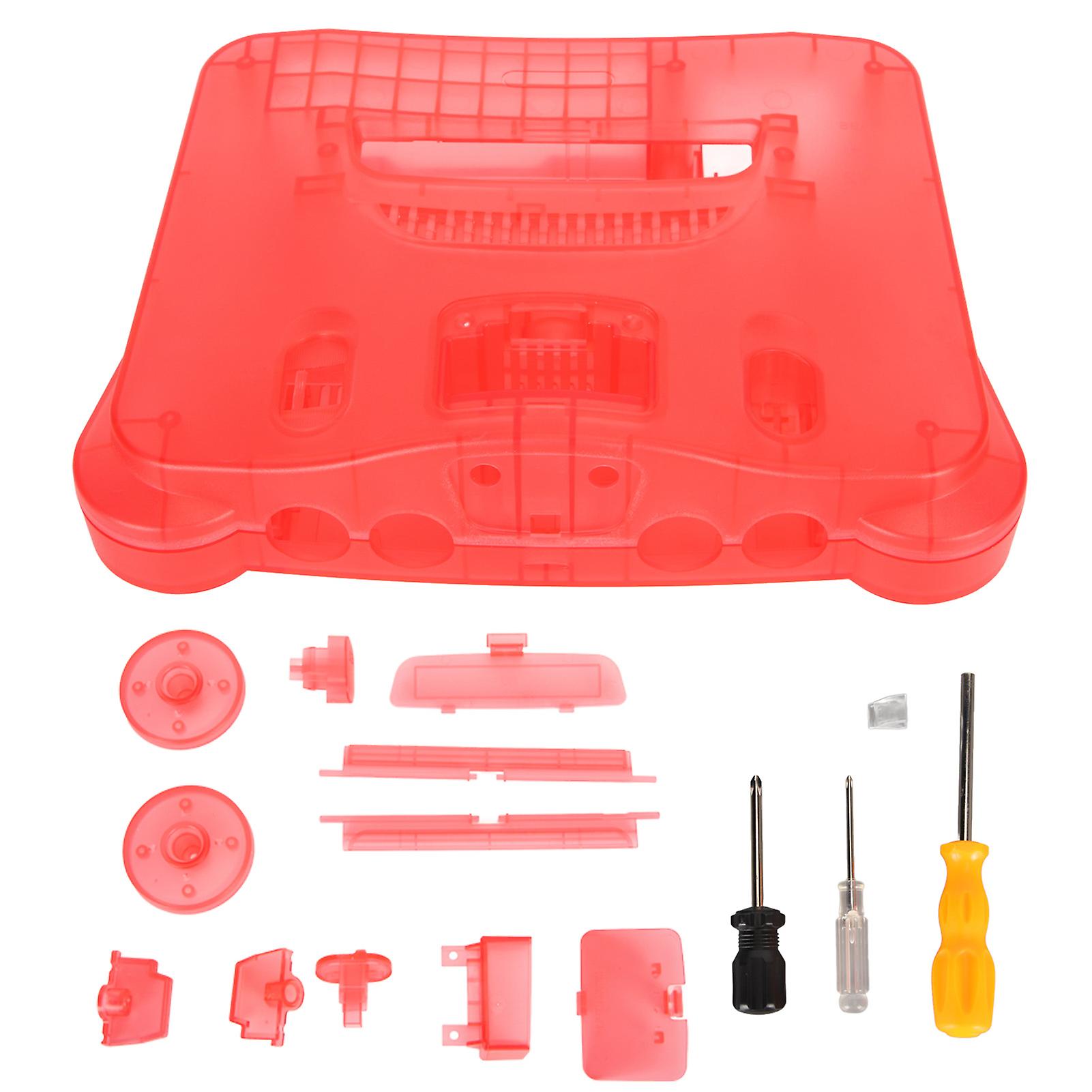 Retro Video Game Console Translucent Case Professional Dustproof Thickened Game Console Protective Shell for N64 Console Translucent Light Red