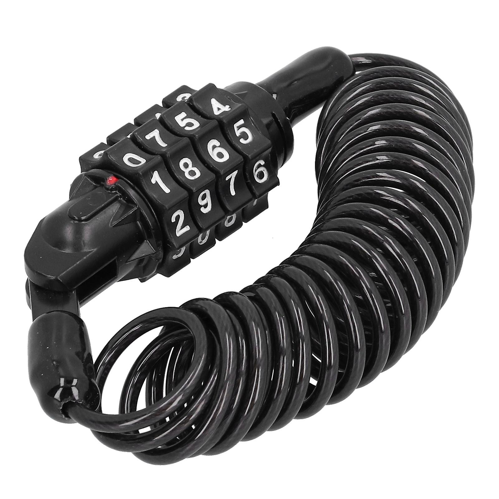 Motorcycle Helmet Cable Lock 4-Digit Combo 1.5m Black Portable