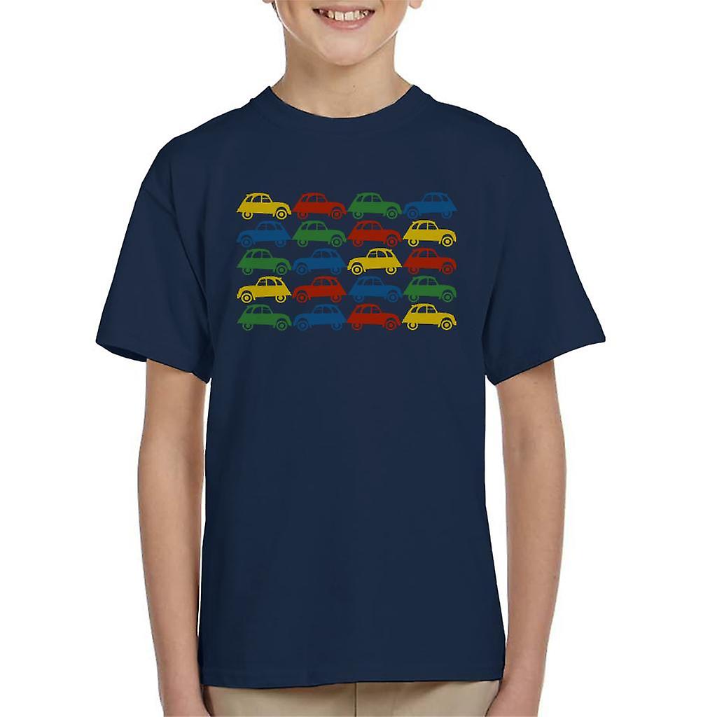 Citroen 2CV Vintage Multi Colour Pattern Kid's T-Shirt