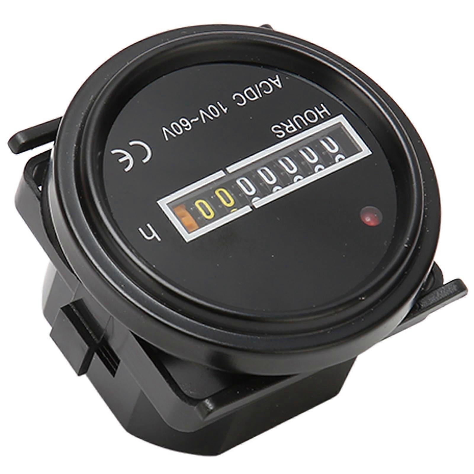 Boat Hour Meter 2.4in Diameter Maximum 99999.99H High Accuracy Mechanical Hour Meter for Boat Vehicle 10‑60V AC Or DC