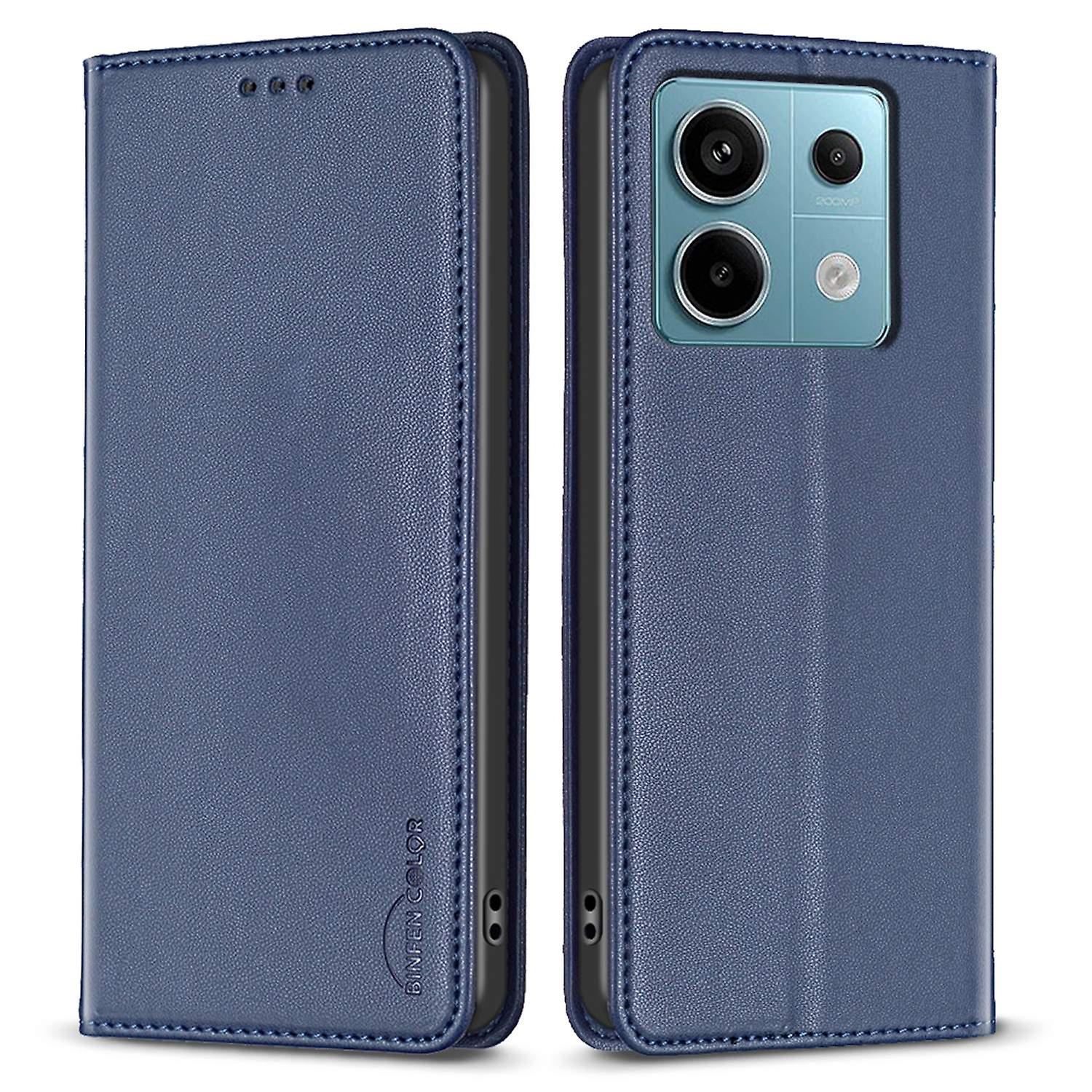 For Binfen Color Redmi Note 13 Pro 4G Genuine Leather Era Magnetic Leather Case Bf18 Blue
