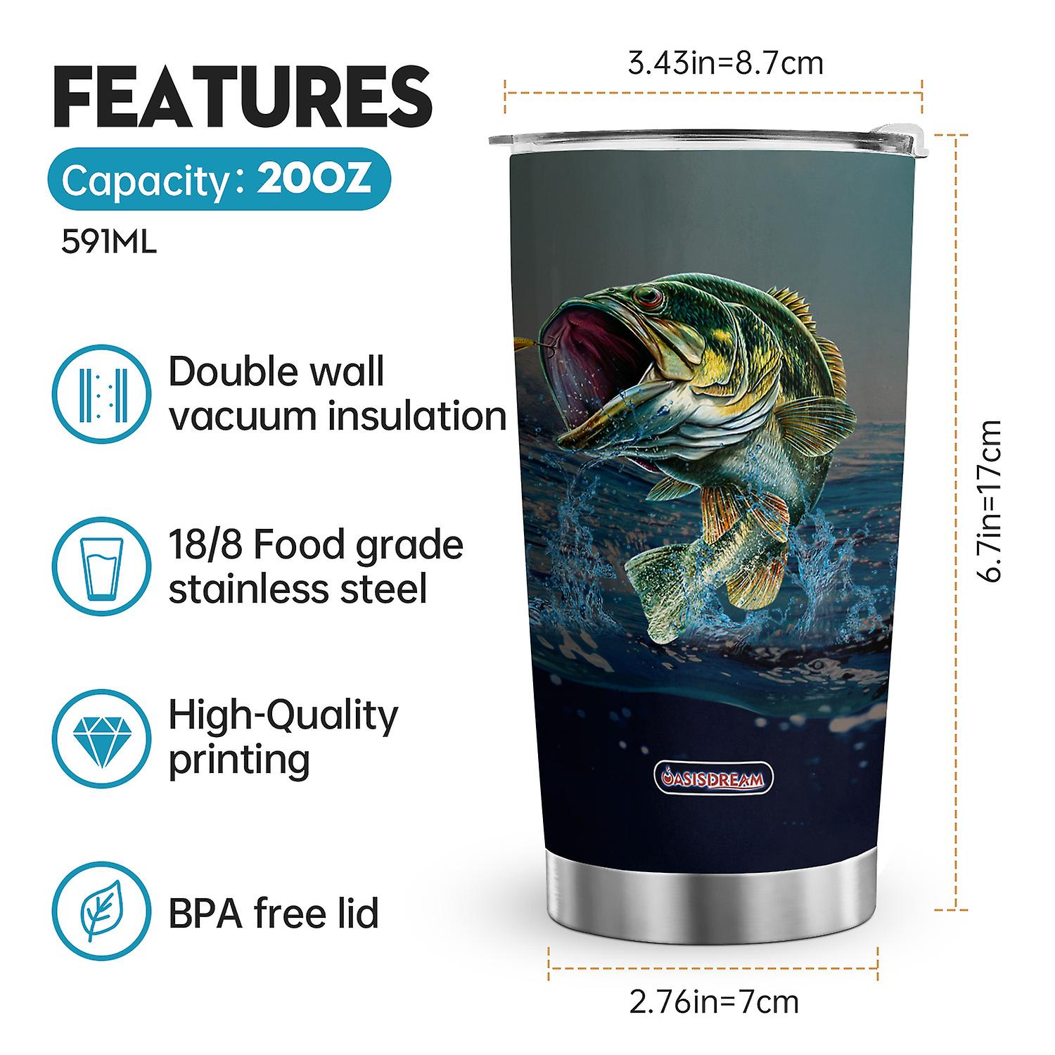 Oasisdream Fishing Tumbler  20oz Don't Be Jealous Stainless Steel Travel Tumbler Coffee Cup with Lid