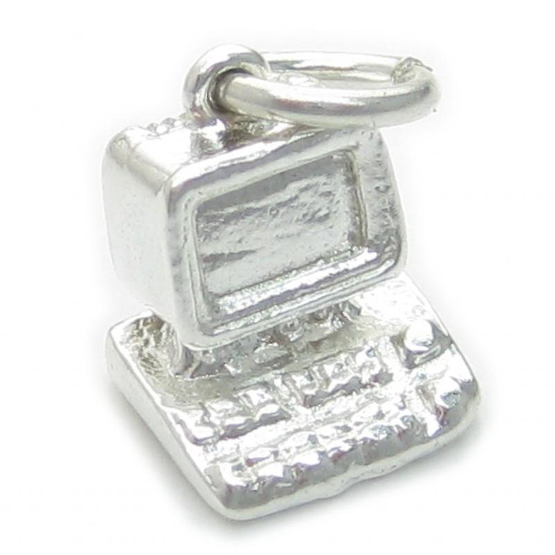Desktop Computer Pc Sterling Silver Charm .925 X 1 Computers Charms