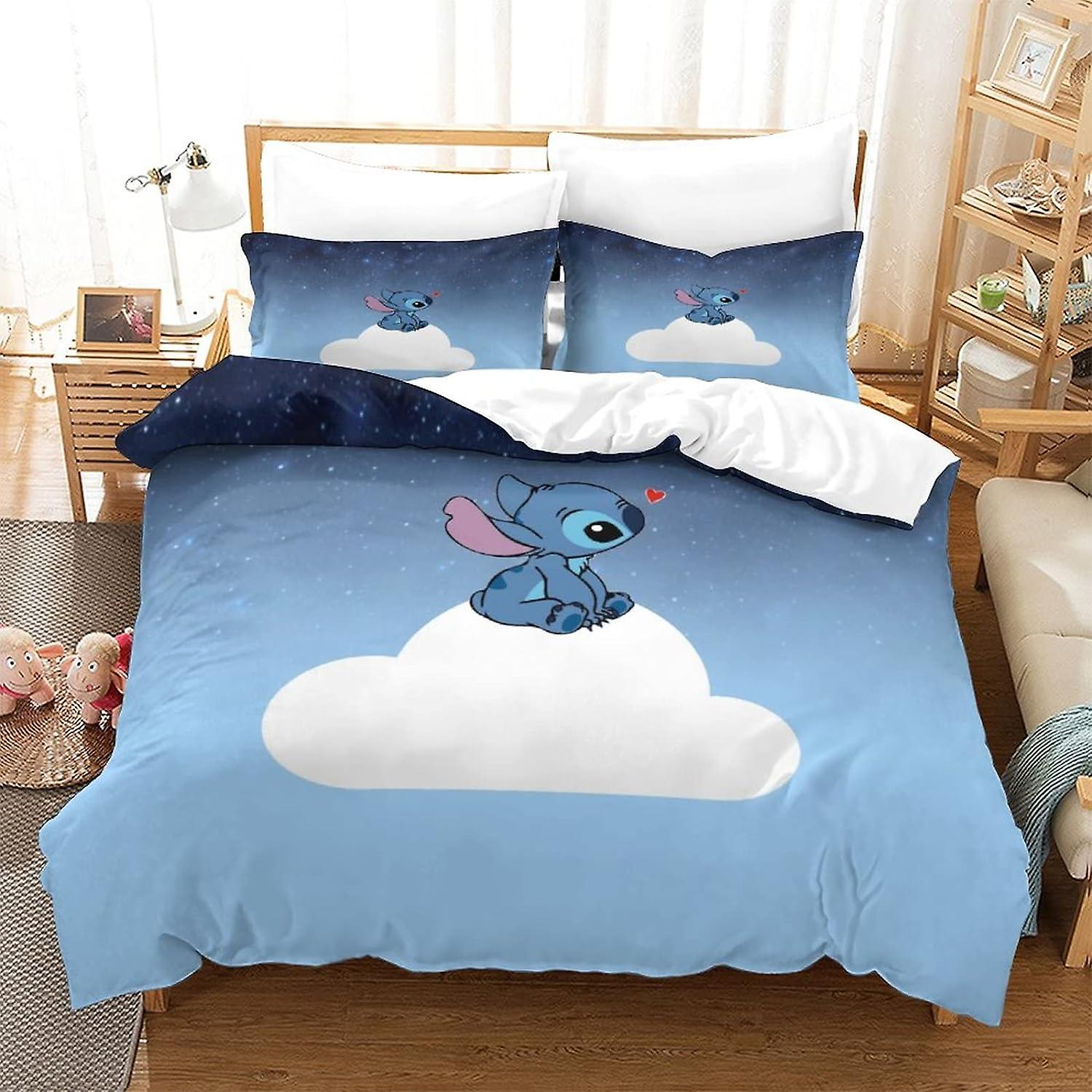 Stitch 3-piece Set Bedding Set 3D Print Comforter Cover with Zipper ForTeens And Kids Adults Soft Microfiber Bedspread Cover