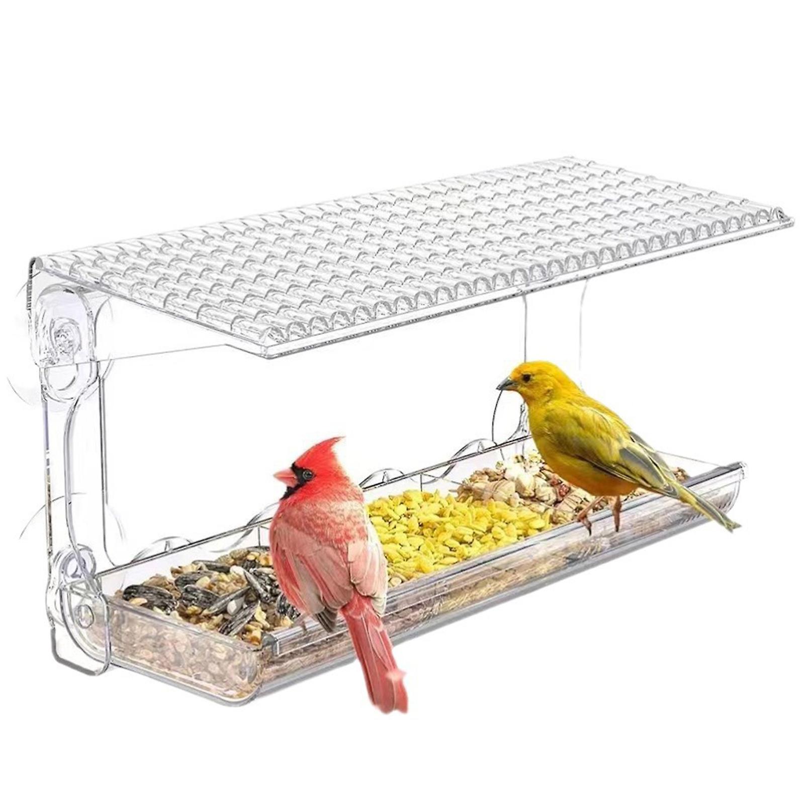 Window Mounted Clear Bird Feeders Durable & Weatherproof Material with Effective Drainage System Suitable for Outside Bird Watching