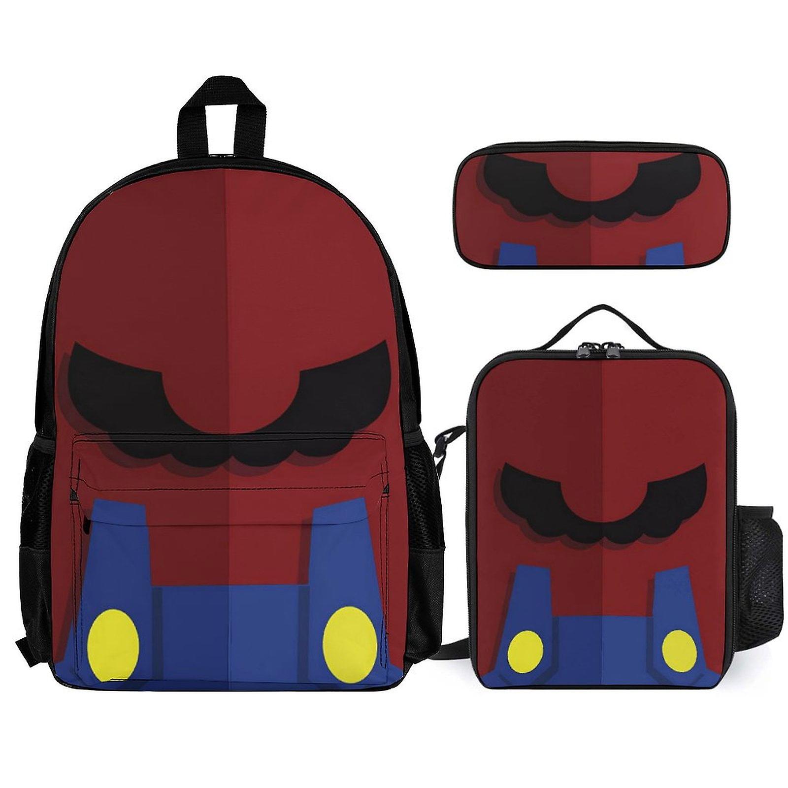 Super Mario Backpack Set, Backpack with Lunch Box And Pencil Case 3pcs Set