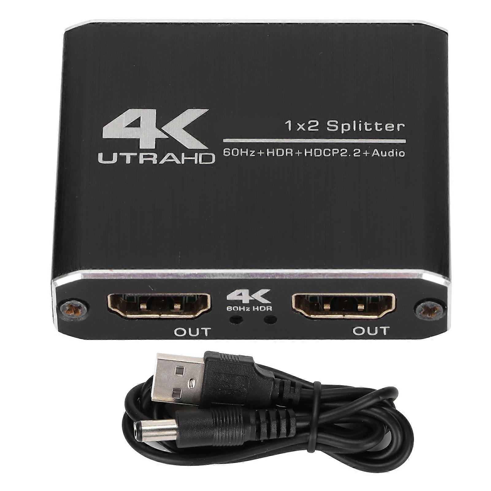 Hd Multimedia Interface 2.0 Splitter 1 In 2 Out 4k 60hz Cable Splitter For Dual Monitors