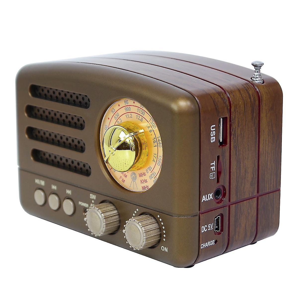 ポータブルAM FM AUXヴィンテージレトロラジオSWブルートゥース