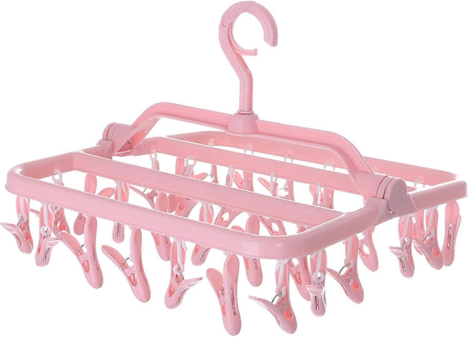 Sock Drying Rack, Laundry Drying Rack with 32 Clips, Folding Hanging Clothes Drying Rack, Indoor Outdoor Laundry Drying Rack, for Socks, Underwear and